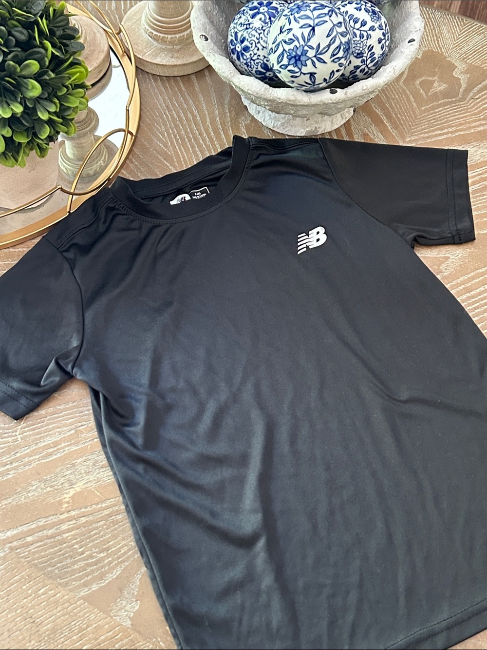 Kids New Balance Dri Fit Performance Black Athletic Tee Small 8